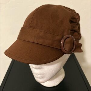 Brown Cap with Buckle Detail